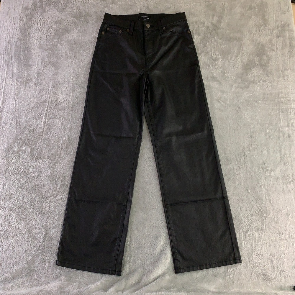 Banana Republic Womens‎ 26 Reg Black Coated Straight High-Rise Ankle Jeans NWT